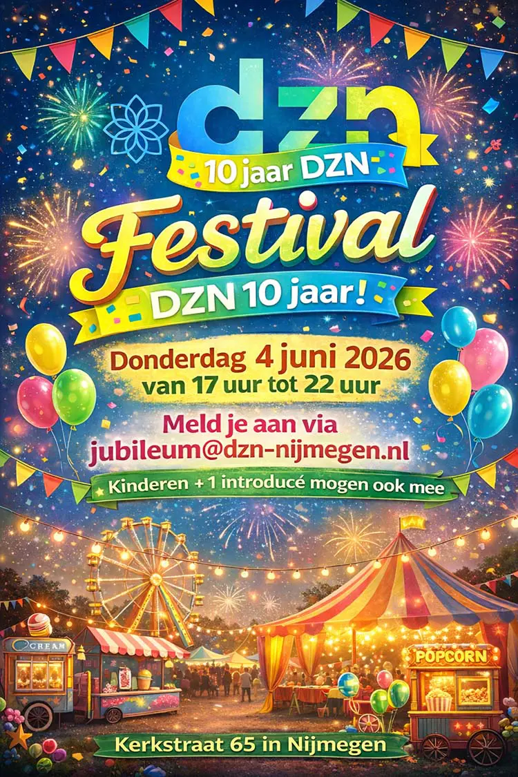 Uitnodiging jubileumfeest 10 jaar DZN